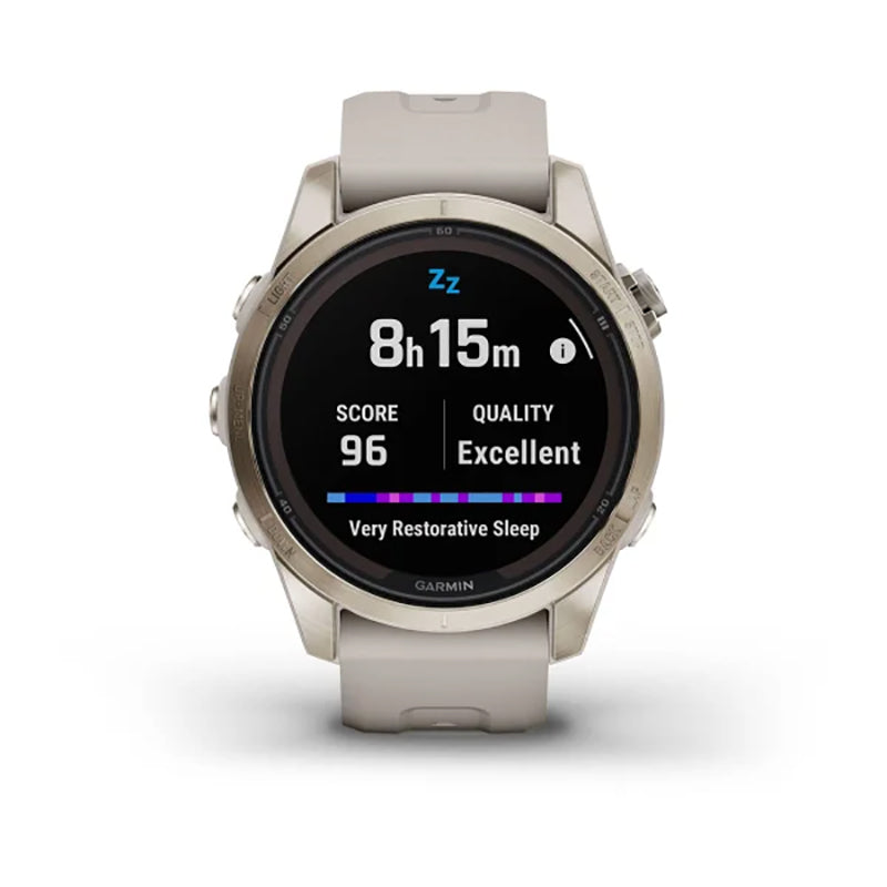 GARMIN Fenix® 7S Pro Sapphire Solar Edition Soft Gold with Light Sand Band