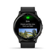GARMIN Venu® 3 Slate Stainless Steel Bezel with Black Case and Black Leather Band