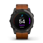 GARMIN Epix™ Pro (Gen 2) Sapphire Edition Carbon Grey DLC Titanium with Chestnut Leather Band