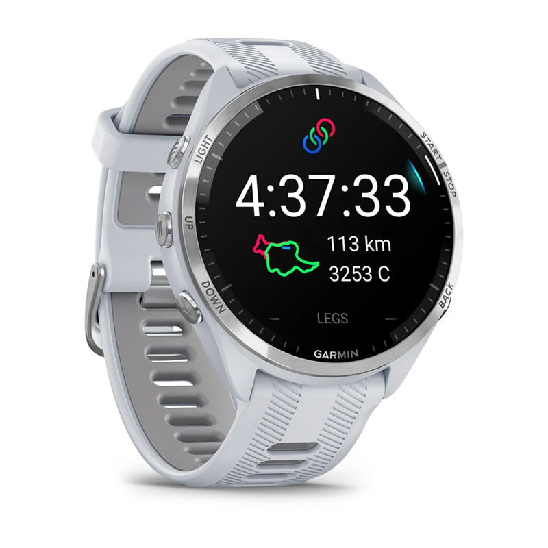 GARMIN Forerunner® 965 Titanium Bezel with Whitestone Case and Whitestone/Powder Grey Silicone Band