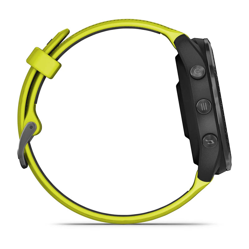 GARMIN Forerunner® 965 Carbon Grey DLC Titanium Bezel with Black Case and Amp Yellow/Black Silicone Band
