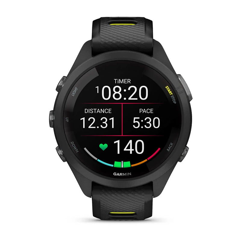GARMIN Forerunner® 265 Music Black Bezel and Case with Black/Amp Yellow Silicone Band