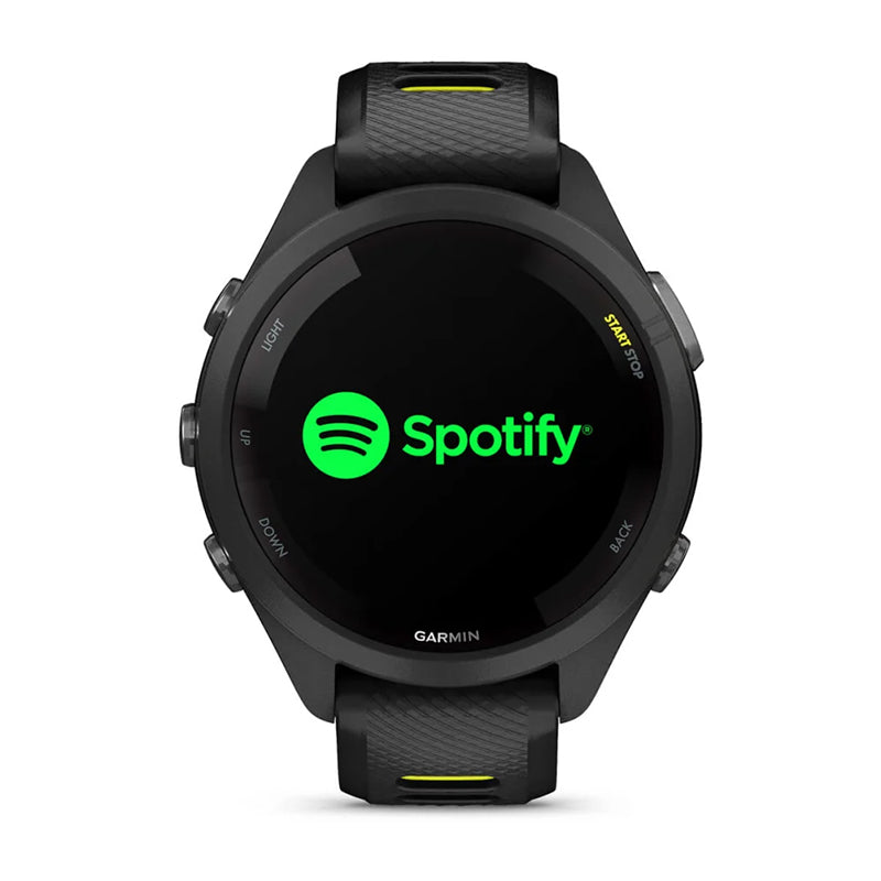 GARMIN Forerunner® 265 Music Black Bezel and Case with Black/Amp Yellow Silicone Band