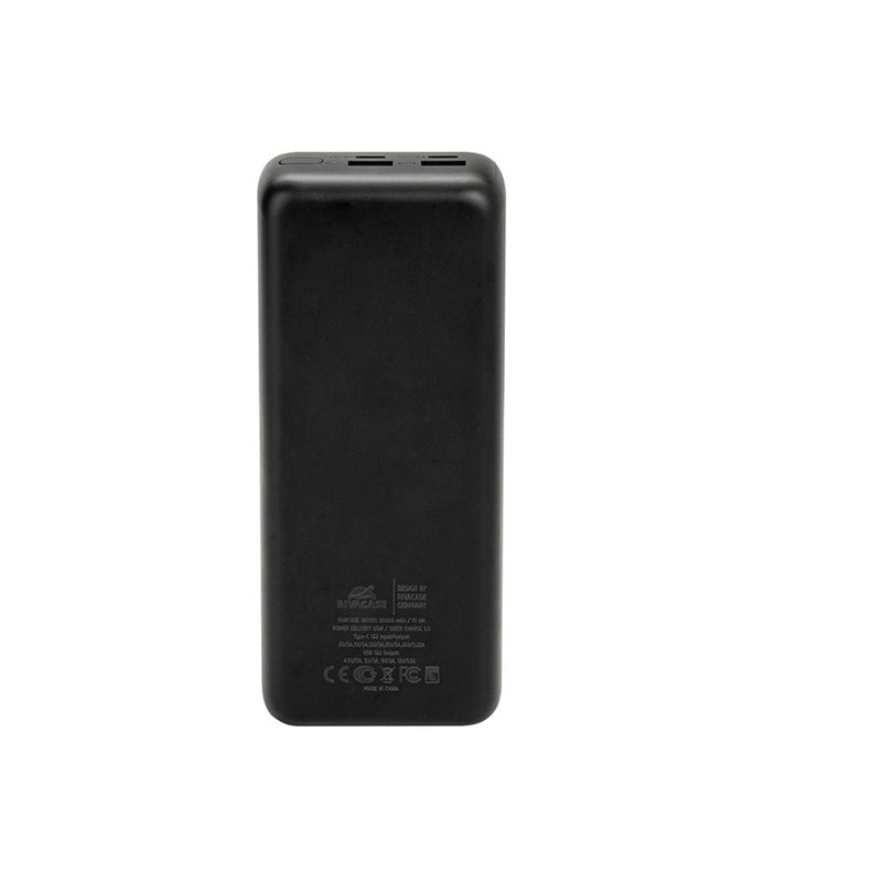 RivaCase EU, QC/PD 65W 30000 mAh Portable Battery with LCD Black For Laptops