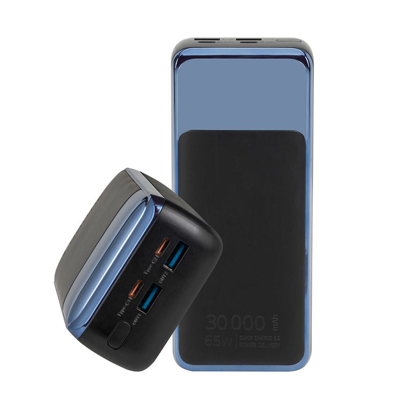RivaCase EU, QC/PD 65W 30000 mAh Portable Battery with LCD Black For Laptops