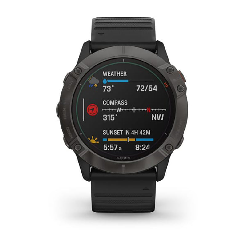 GARMIN Fenix 6X Pro Solar Edition EMEA, Titanium Carbon Grey DLC with Black Band GPS watch