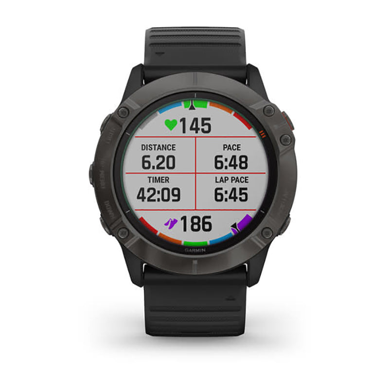 GARMIN Fenix 6X Pro Solar Edition EMEA, Titanium Carbon Grey DLC with Black Band GPS watch