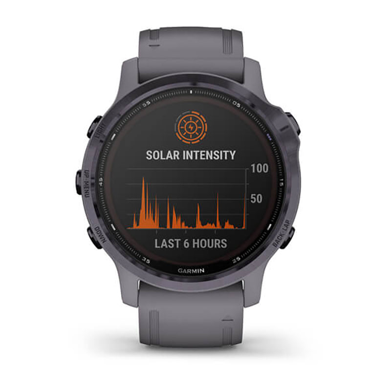 GARMIN Fenix 6S Pro Solar EMEA, Amethyst Steel with Shale Grey Band GPS Watch