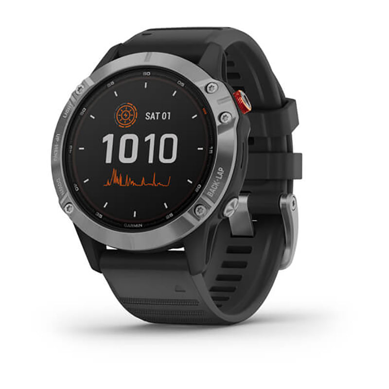 GARMIN Fenix 6 Solar WW, Silver with Black Band GPS Watch