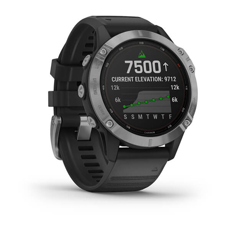 GARMIN Fenix 6 Solar WW, Silver with Black Band GPS Watch