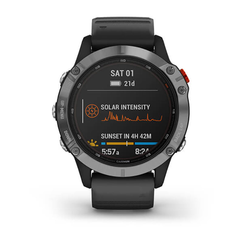 GARMIN Fenix 6 Solar WW, Silver with Black Band GPS Watch