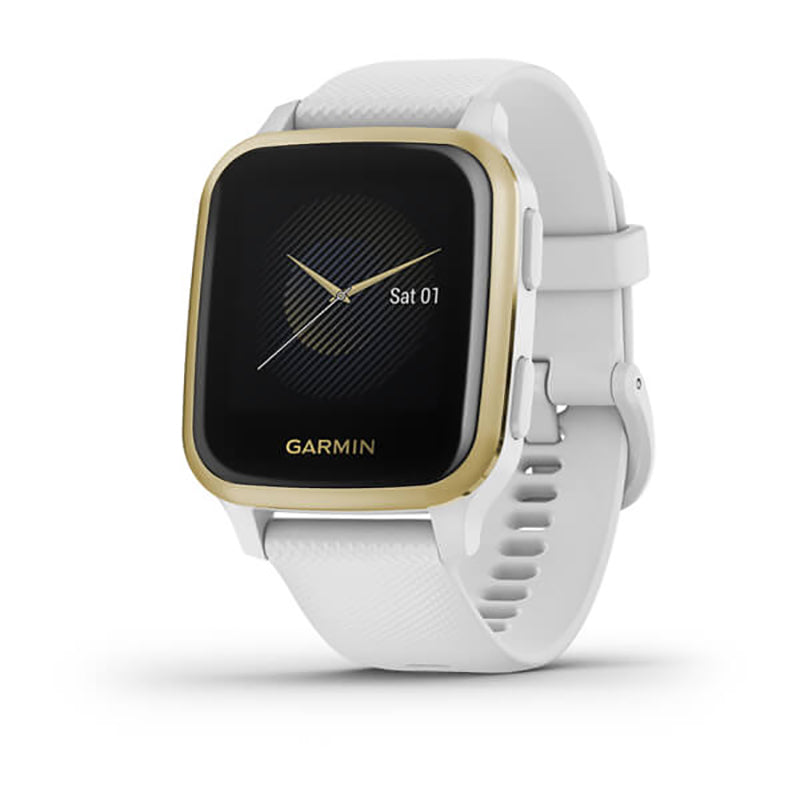 GARMIN Venu Sq Light Gold Aluminium Bezel with White Case and Silicone Band