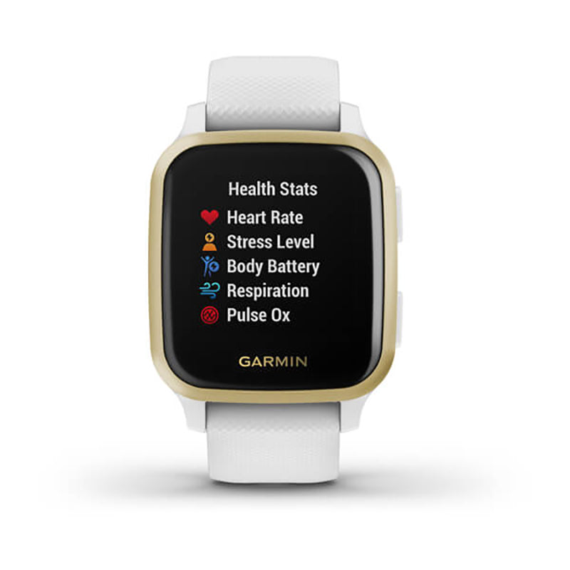 GARMIN Venu Sq Light Gold Aluminium Bezel with White Case and Silicone Band