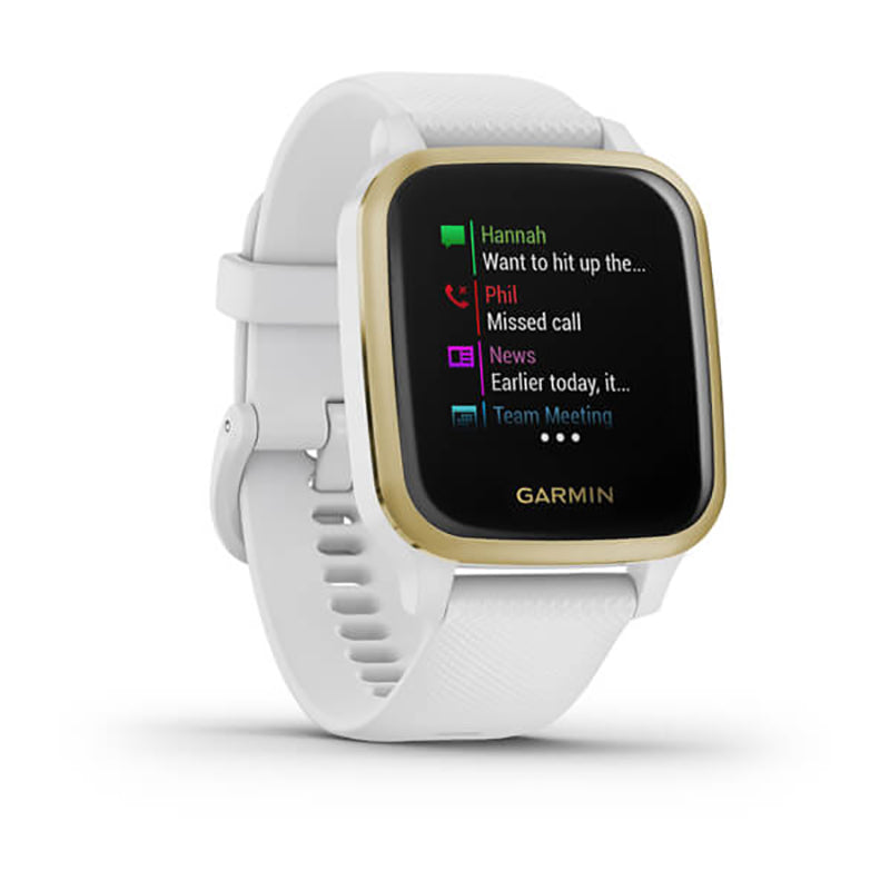 GARMIN Venu Sq Light Gold Aluminium Bezel with White Case and Silicone Band
