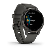 GARMIN Venu 2S Slate Stainless Steel Bezel with Graphite Case and Silicone Band