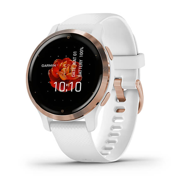 GARMIN Venu 2S Rose Gold Stainless Steel Bezel with White Case and Silicone Band