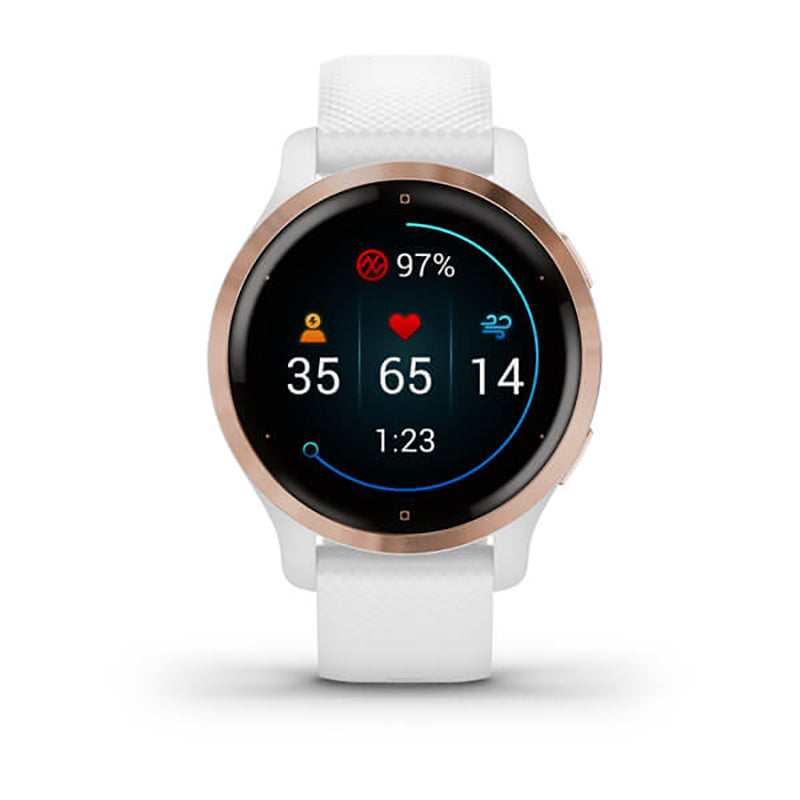 GARMIN Venu 2S Rose Gold Stainless Steel Bezel with White Case and Silicone Band
