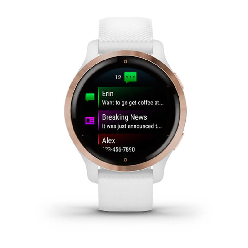 GARMIN Venu 2S Rose Gold Stainless Steel Bezel with White Case and Silicone Band