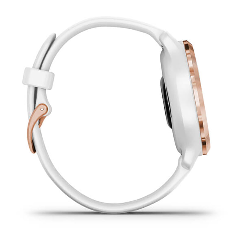 GARMIN Venu 2S Rose Gold Stainless Steel Bezel with White Case and Silicone Band