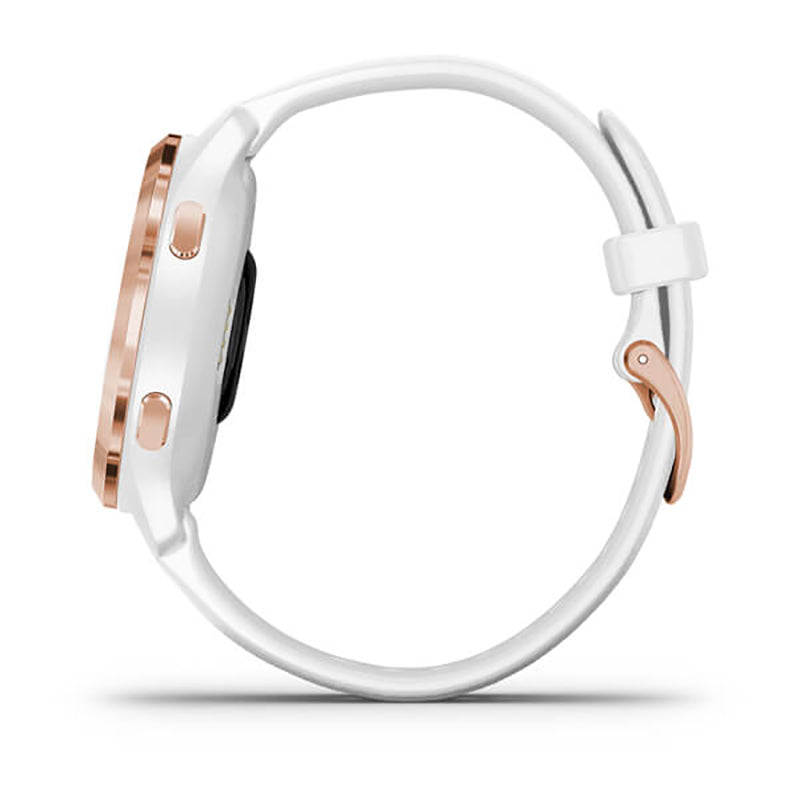 GARMIN Venu 2S Rose Gold Stainless Steel Bezel with White Case and Silicone Band