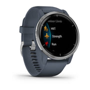 GARMIN Venu 2 Silver Stainless Steel Bezel with Granite Blue Case and Silicone Band