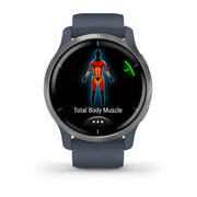 GARMIN Venu 2 Silver Stainless Steel Bezel with Granite Blue Case and Silicone Band