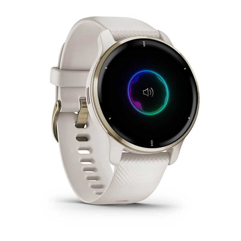 GARMIN Venu® 2 Plus, WW/EMEA/ANZ, Cream Gold Stainless Steel Bezel With Ivory Case And Silicone Band GPS Watch