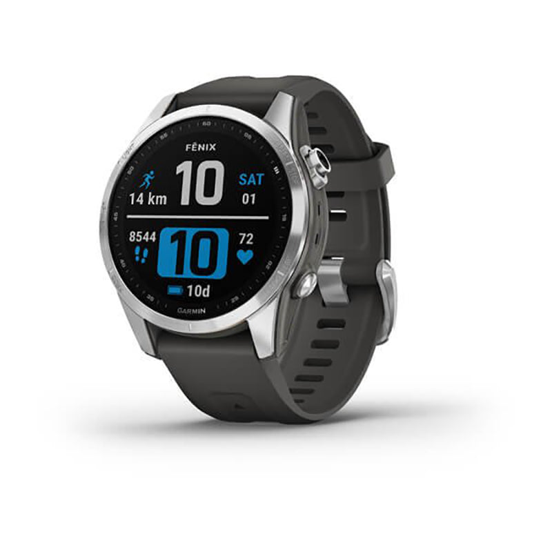 GARMIN Fenix® 7S Standard Edition, EMEA/AUS/NZ/AFR/S.AM, Silver with Graphite Band Watch