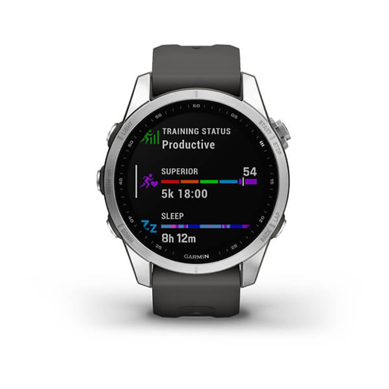 GARMIN Fenix® 7S Standard Edition, EMEA/AUS/NZ/AFR/S.AM, Silver with Graphite Band Watch