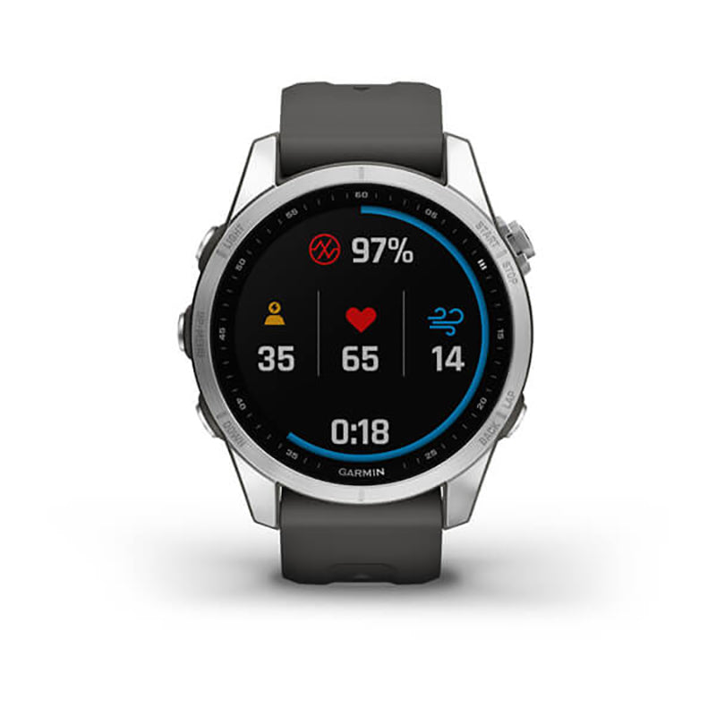 GARMIN Fenix® 7S Standard Edition, EMEA/AUS/NZ/AFR/S.AM, Silver with Graphite Band Watch