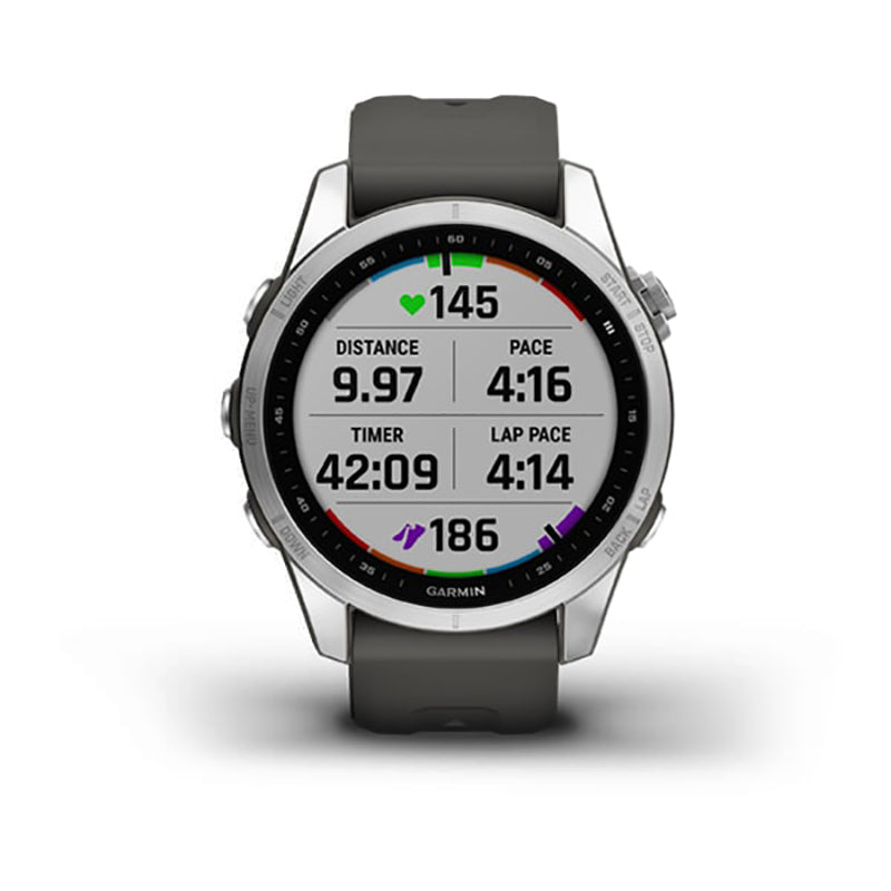 GARMIN Fenix® 7S Standard Edition, EMEA/AUS/NZ/AFR/S.AM, Silver with Graphite Band Watch