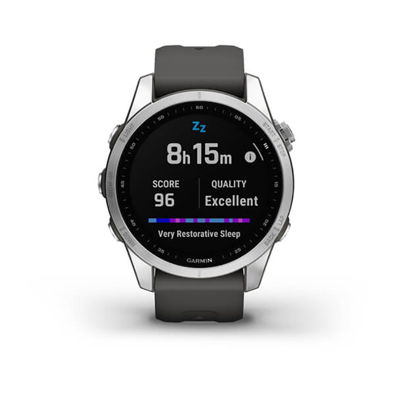 GARMIN Fenix® 7S Standard Edition, EMEA/AUS/NZ/AFR/S.AM, Silver with Graphite Band Watch