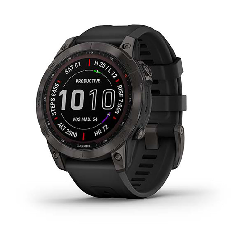 GARMIN Fenix® 7 Sapphire Solar Edition, EMEA, Carbon Grey DLC Titanium with Black Band GPS Watch
