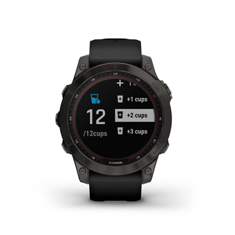 GARMIN Fenix® 7 Sapphire Solar Edition, EMEA, Carbon Grey DLC Titanium with Black Band GPS Watch