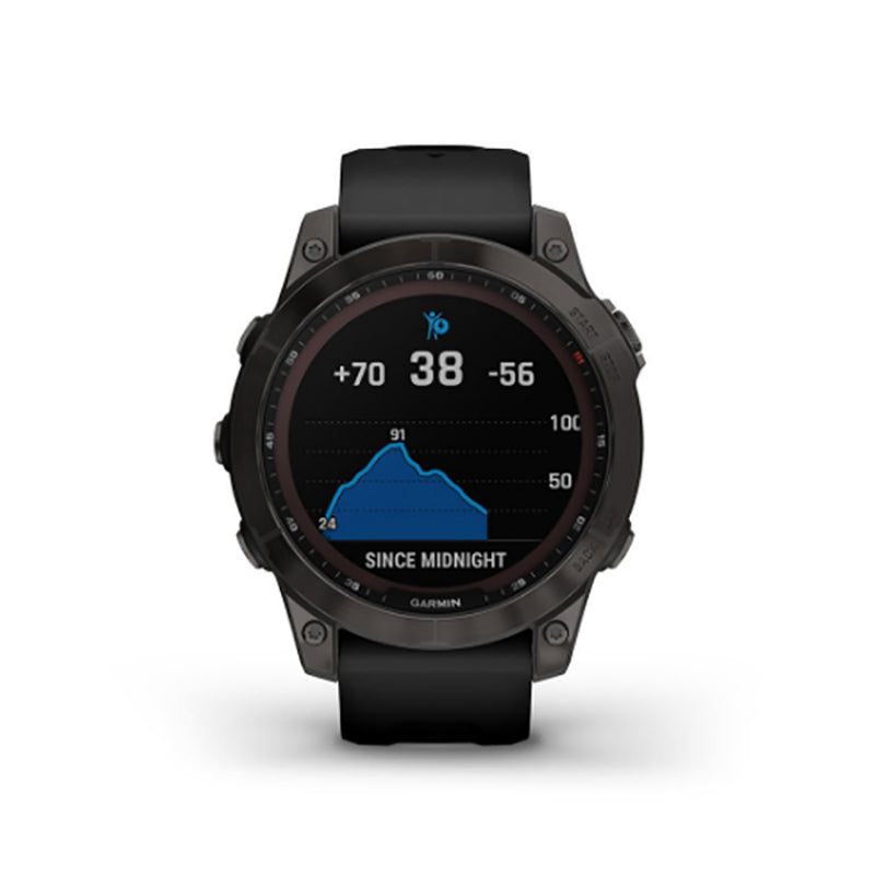 GARMIN Fenix® 7 Sapphire Solar Edition, EMEA, Carbon Grey DLC Titanium with Black Band GPS Watch