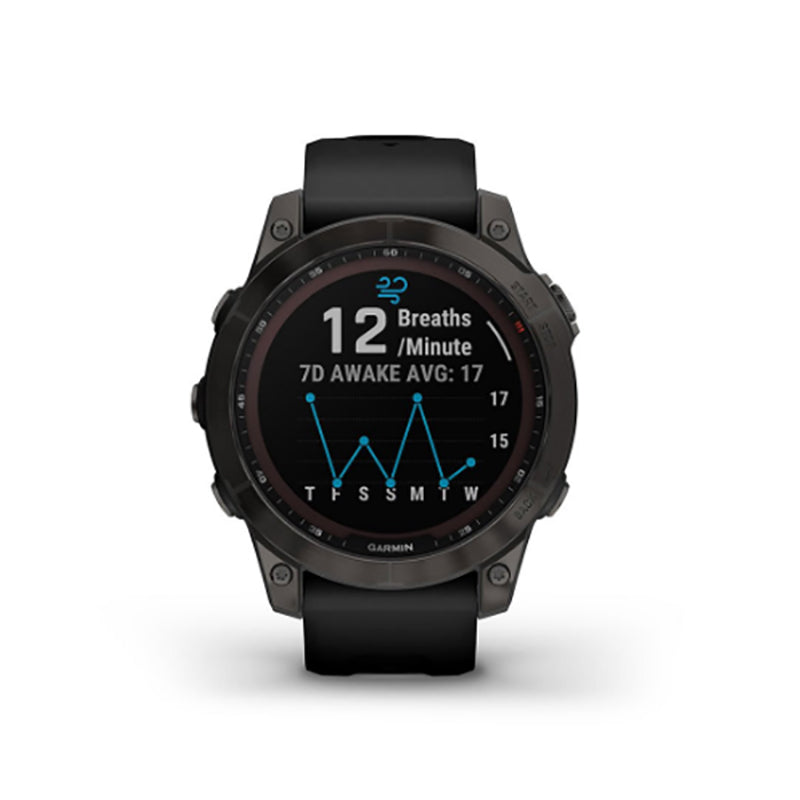 GARMIN Fenix® 7 Sapphire Solar Edition, EMEA, Carbon Grey DLC Titanium with Black Band GPS Watch