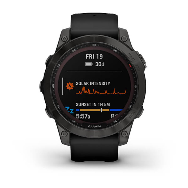 GARMIN Fenix® 7 Sapphire Solar Edition, EMEA, Carbon Grey DLC Titanium with Black Band GPS Watch