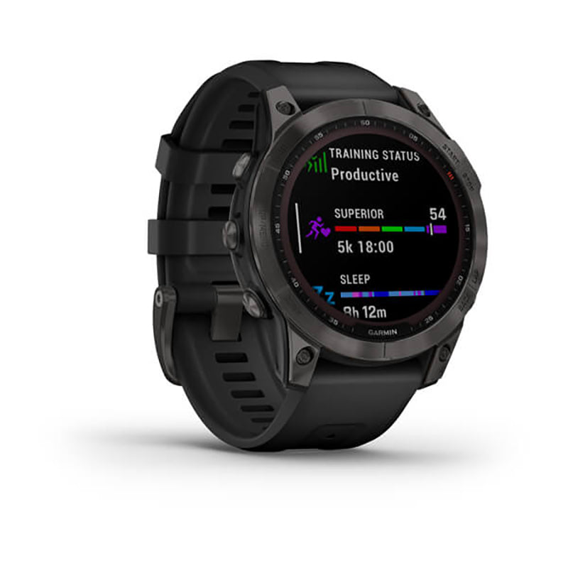 GARMIN Fenix® 7 Sapphire Solar Edition, EMEA, Carbon Grey DLC Titanium with Black Band GPS Watch