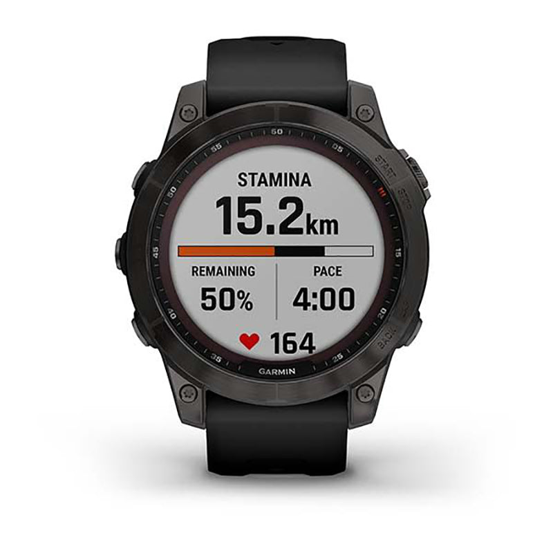 GARMIN Fenix® 7 Sapphire Solar Edition, EMEA, Carbon Grey DLC Titanium with Black Band GPS Watch