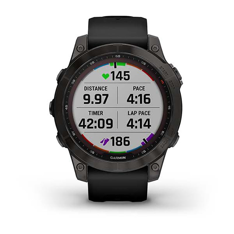 GARMIN Fenix® 7 Sapphire Solar Edition, EMEA, Carbon Grey DLC Titanium with Black Band GPS Watch