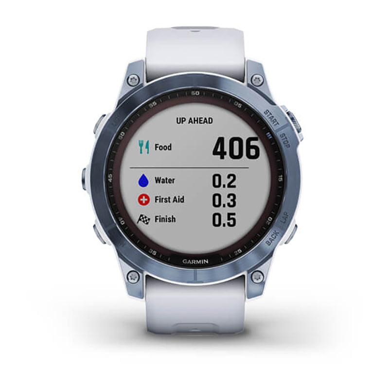 GARMIN Fenix® 7 Sapphire Solar Edition, EMEA, Mineral Blue DLC Titanium with Whitestone Band GPS Watch
