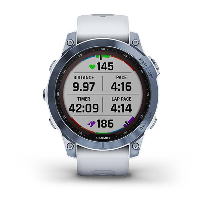 GARMIN Fenix® 7 Sapphire Solar Edition, EMEA, Mineral Blue DLC Titanium with Whitestone Band GPS Watch