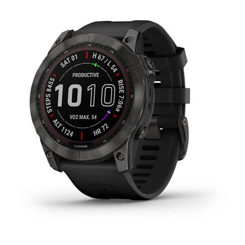 GARMIN Fenix® 7X Sapphire Solar Edition, EMEA, Carbon Grey DLC Titanium with Black Band Watch
