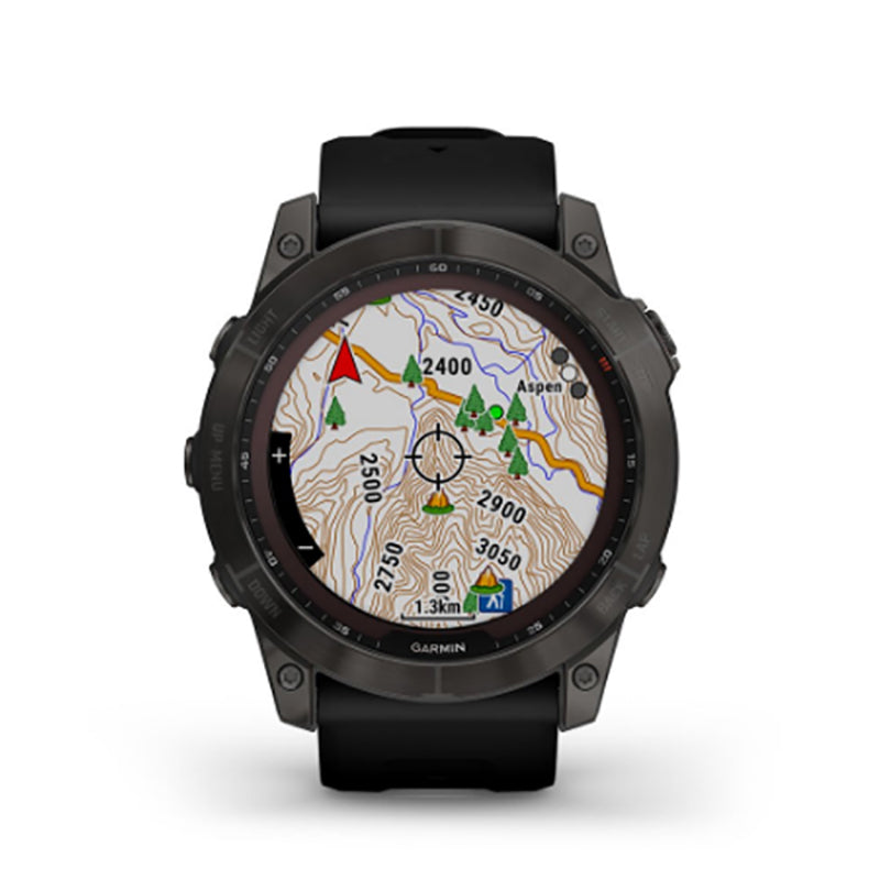 GARMIN Fenix® 7X Sapphire Solar Edition, EMEA, Carbon Grey DLC Titanium with Black Band Watch