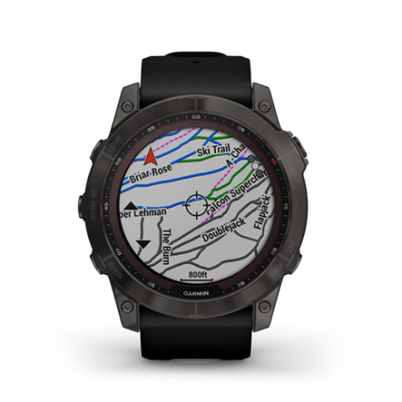 GARMIN Fenix® 7X Sapphire Solar Edition, EMEA, Carbon Grey DLC Titanium with Black Band Watch