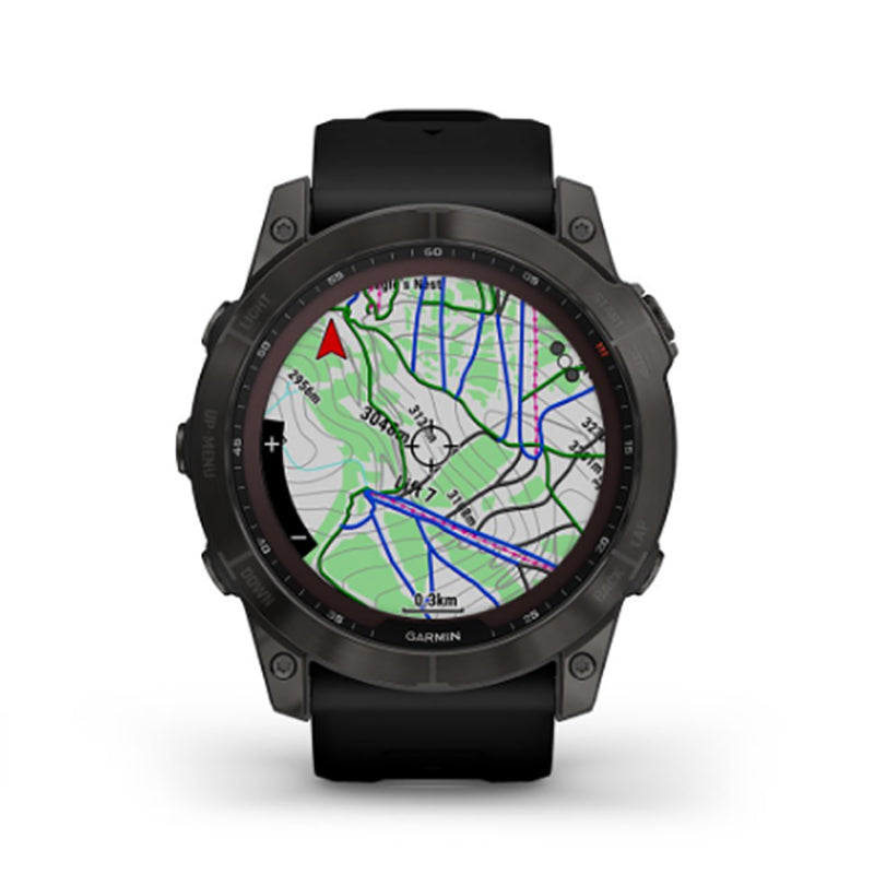 GARMIN Fenix® 7X Sapphire Solar Edition, EMEA, Carbon Grey DLC Titanium with Black Band Watch