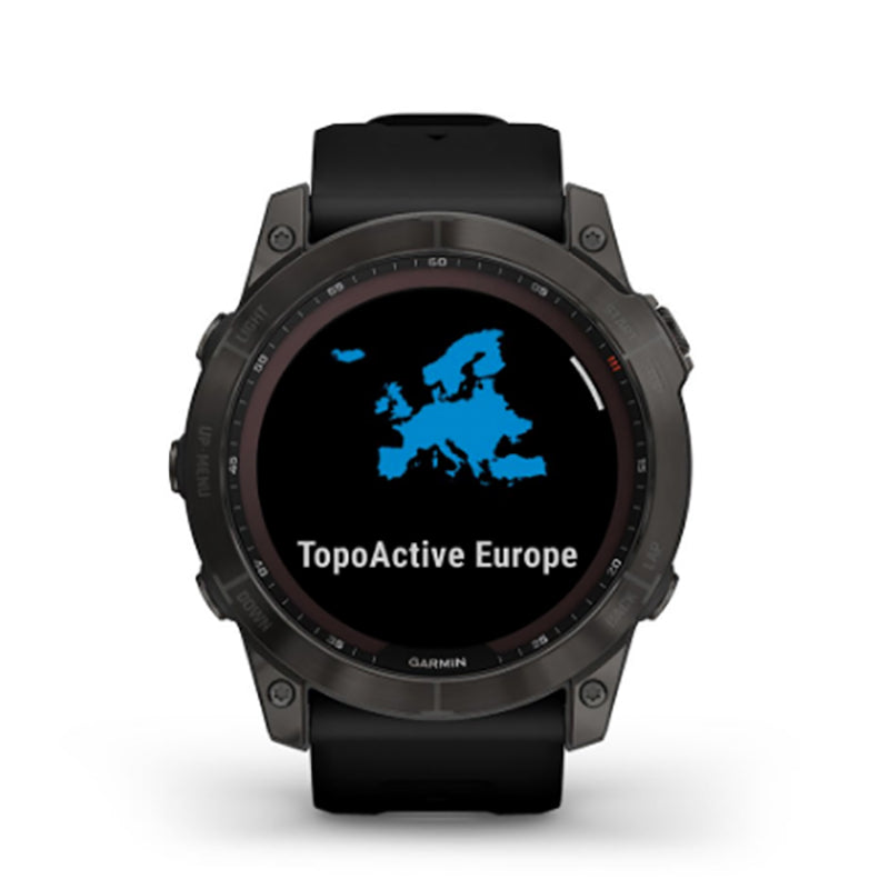 GARMIN Fenix® 7X Sapphire Solar Edition, EMEA, Carbon Grey DLC Titanium with Black Band Watch