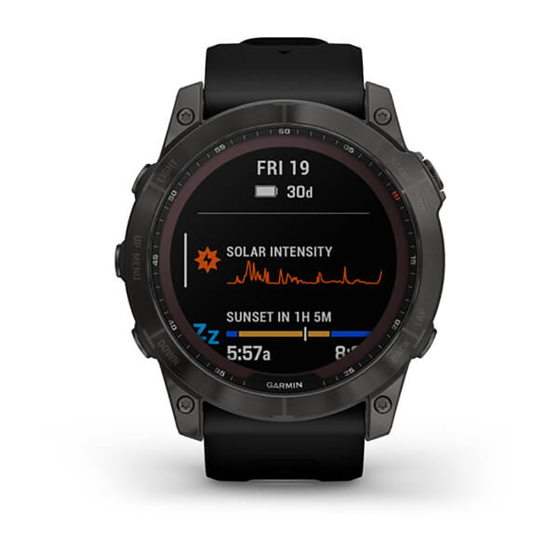 GARMIN Fenix® 7X Sapphire Solar Edition, EMEA, Carbon Grey DLC Titanium with Black Band Watch