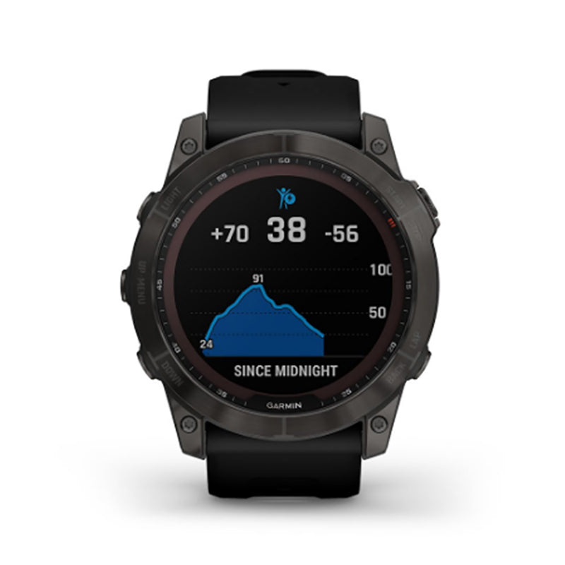 GARMIN Fenix® 7X Sapphire Solar Edition, EMEA, Carbon Grey DLC Titanium with Black Band Watch