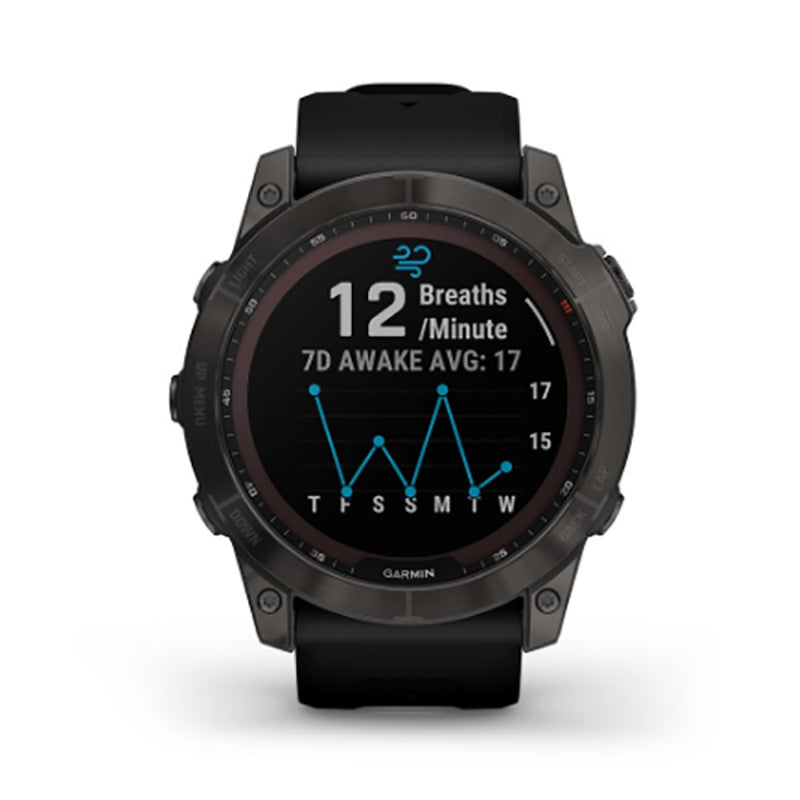 GARMIN Fenix® 7X Sapphire Solar Edition, EMEA, Carbon Grey DLC Titanium with Black Band Watch